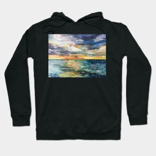 Colourful stormy sunset seascape Hoodie